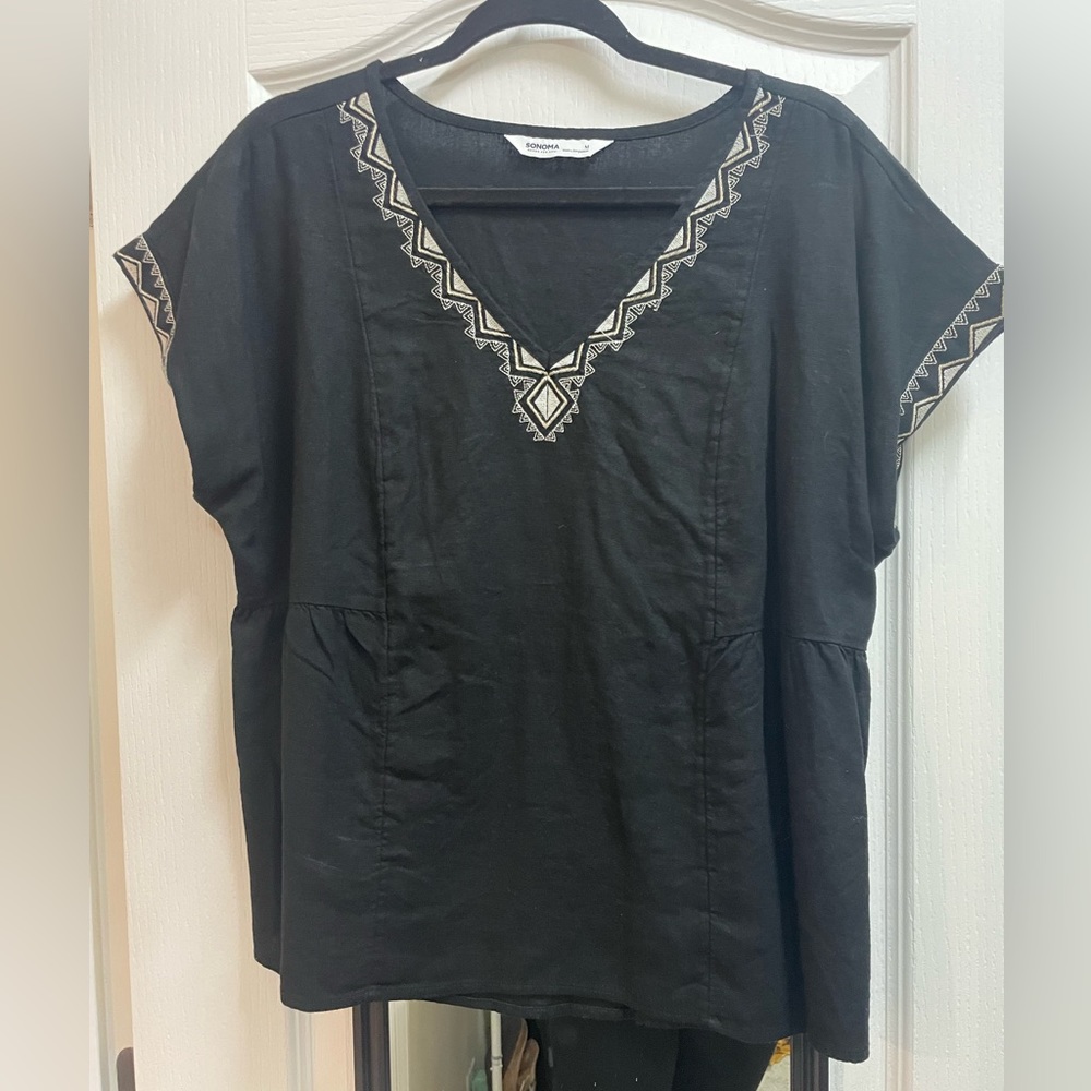 Black linen top